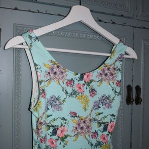 🌸 Light Blue Floral H&M Skater Jersey Dress